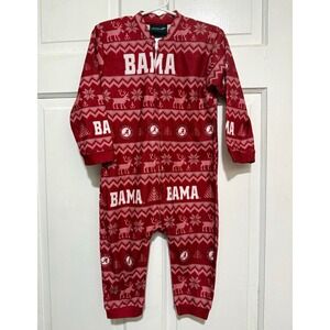 Alabama Crimson Tide 24M Red Fleece Zip One Piece Sleeper Pajamas Football